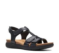Clarks Women's April Cove Flat Sandal, Black Leather, 7 UK
