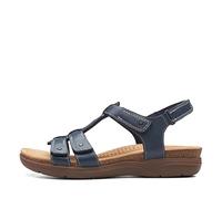 Clarks Women's April Cove Flat Sandal, Navy Leather, 6.5