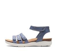 Clarks Women's April Dove Flat Sandal, Denim Blue Leather, 7 UK