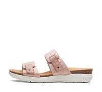 Clarks Womens April Dusk Leather Metallic Slide Sandals, Blush Interest, 9.5 Wide