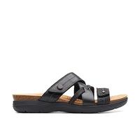 Clarks Women's April Willow Slide Sandal, Black Leather, 8 UK