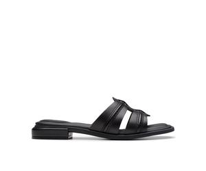 Clarks Womens Ariany Mule Black Leather Slip Ons,Flat Sandals