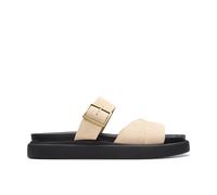 Clarks Women's Aristella Mule Ecru Suede Mules, Flat Sandals, Two Part Sandals in Brown | Size: 7-Standard Fit Clarks Brown 7-Standard Fit