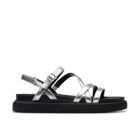 Clarks Aristella Rose Leather Strappy Flat Sandal - Silver, Silver, Size 7, Women Ilver