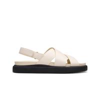 Clarks Aristella Sun Crossover Leather Flat Sandal - White, Cream, Size 4, Women Cream