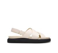 Clarks Aristella Sun Crossover Leather Flat Sandal - White, Cream, Size 3, Women Cream