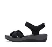 Clarks Women's Arla Shore Flat Sandal, Black Textile, 4 UK