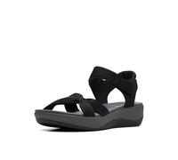 Clarks Women's Arla Shore Flat Sandal, Black Textile, 8 UK