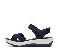 Clarks Women's Arla Shore Flat Sandal, Navy Textile, 4 UK