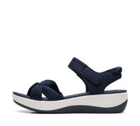 Clarks Women's Arla Shore Flat Sandal Navy Textile 9