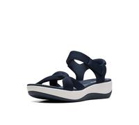 Clarks Women's Arla Shore Flat Sandal, Navy Textile, 9 UK
