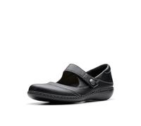Clarks Women's Ashland Elayne Mary Jane Flat, Black Tumbled, 8 UK