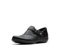 Clarks Women's Ashland Gem Loafer, Black Leather, 7 Wide