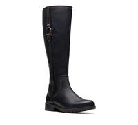 Clarks Women's Aspra Hi Knee-High Boot, Black Leat, 9.5 Wide