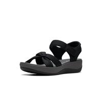 Clarks Women's Athleisure Wedge Sandal, Black Textile, 4 UK