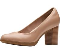 Clarks Women's Bayla Carly Pump, Warm Beige Leather, 8 Wide