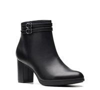 Clarks Women's Bayla Light Fashion Boot, Black Leather, 9