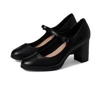 Clarks Women's Bayla Nora Pump, Black Leather, 7.5 UK Wide