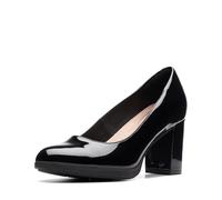Clarks Women's Bayla Skip Pump, Black Patent Synthetic, 11