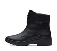 CLARKS Womens Black Cushioned Calla Round Toe Wedge Zip-Up Leather Boots UK Size 4