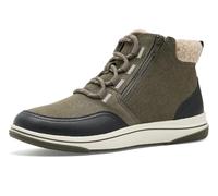Clarks Women's Breeze Moss Ankle Boots | Boot-Trainer Hybrid Style, Faux Fur Collar, Ghillie Lace Detail, Heel Tab Entry