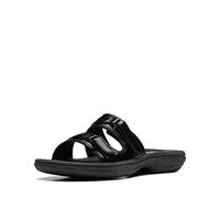 Clarks Women's Breeze Piper Slide Sandal, Black Patent, 11