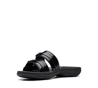 Clarks Women's Breeze Piper Slide Sandal, Black Patent, 5