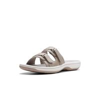 Clarks Women's Breeze Piper Slide Sandal, Light Taupe Synthetic, 7