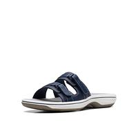 Clarks Women's Breeze Piper Slide Sandal, Navy Synthetic, 3.5 UK