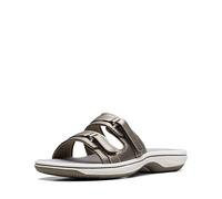 Clarks Women's Breeze Piper Slide Sandal, Pewter, 10