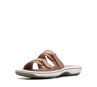 Clarks Women's Breeze Piper Slide Sandal, Warm Beige Synthetic, 4.5 UK
