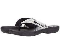 Clarks Women's Breeze Sea Flip-Flop, Black/White Snake Synthetic, 4 UK