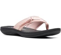 Clarks Womens Breeze Sea Flip-Flop Sandals - Comfortable Flip Flop with Adjustable Hook and Arch Support - Casual Summer Wearing Cloudsteppers for Everyday, Blush Synthetic, 7