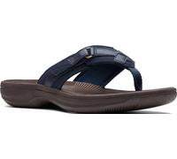 Clarks Women's Breeze Sea, Navy Synthetic/Brown Sole, 9