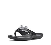 Clarks Women's Brinkley Flora Flip-Flop, Black Patent Synthetic, 4.5 UK