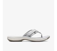 Clarks Womens Brinkley Sea Silver Synthetic Flat Sandals,Flip Flops Synthetic