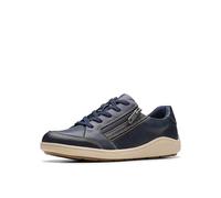Clarks Women's Bryianne Bayla Sneaker, Navy Leather, 6 Wide