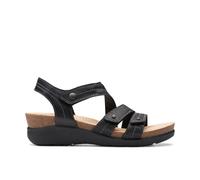 Clarks Womens Calenne Clara Black Combination Wedge Sandals