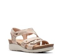 Clarks Women's Calenne Clara Wedge Sandal, Bronze Metallic Textile, 4 UK