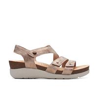 Clarks Women's Calenne Clara Wedge Sandal, Bronze Metallic Textile, 6.5 UK