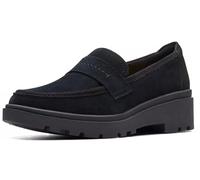 Clarks Women's Calla Ease Loafer Flat, Black Suede, 7.5 UK