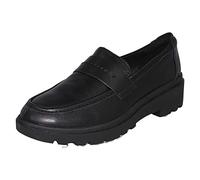 (Black, UK 6.5) Ladies Clarks Lightweight Chunky Sole Flat Loafer Calla Ease - D Fit