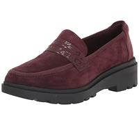 Clarks Womens Calla Rae Loafer Flat, Burgundy Suede, 6.5
