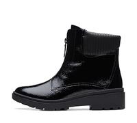 Clarks Women's Calla Zip Mid Calf Boot, Black Crinkle Patent Synthetic, 5 UK