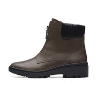 Clarks Women's Calla Zip Mid Calf Boot, Dark Olive Leather, 5.5 UK