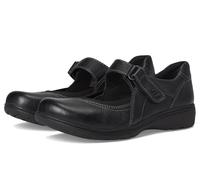 Clarks Women's Carleigh Madi Mary Jane Flat, Black Leather, 6 Wide
