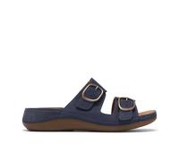 Clarks Women's Cecily Step Navy Nubuck Flat Sandals, Sliders in Blue | Size: 7-Standard Fit Clarks Blue 7-Standard Fit