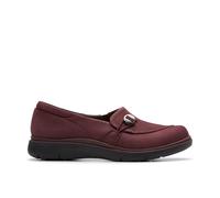 Clarks Women's Certina Ease Wine Nubuck Slip Ons Flat in Red | Size: 4/Standard Fit