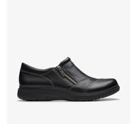 Clarks Womens Certina Pure Black Leather Slip Ons Leather Casual
