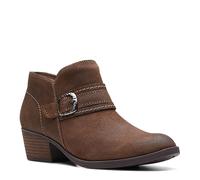 Clarks Women's Charlten Bay Ankle Boot, Dark Tan Suede, 11 Wide